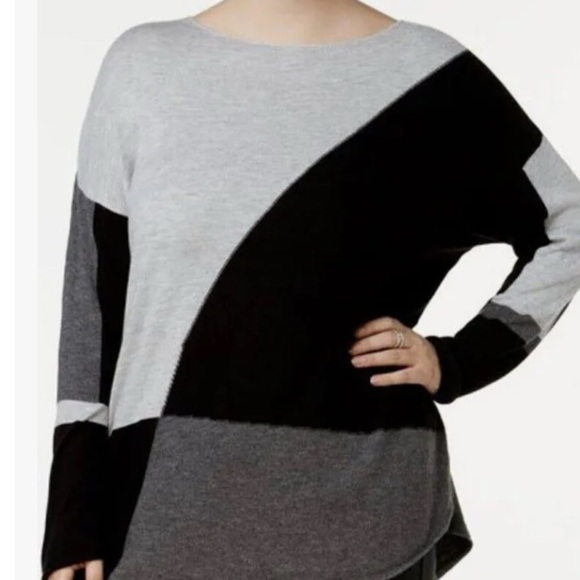 INC Color Block crew neck Sweater size XL petite - Picture 1 of 9